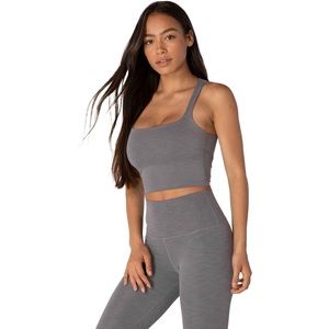 Beyond Yoga Heather Rib Square Neck Cropped Tank